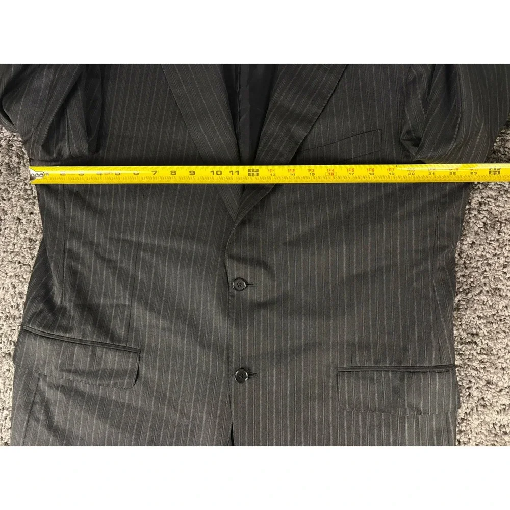 Canali Saks Fifth Avenue Mens Charcoal Gray Pinstripe Pure Wool Suit 54R Italy